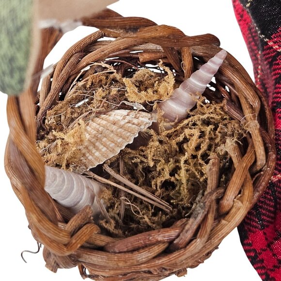 Christmas Frog Shelf Sitter Plush Doll Basket Dress Apron Croaks Jingle Bells - Picture 4 of 9